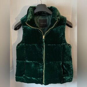 Talbots down Women's Emerald Velvet Vest small